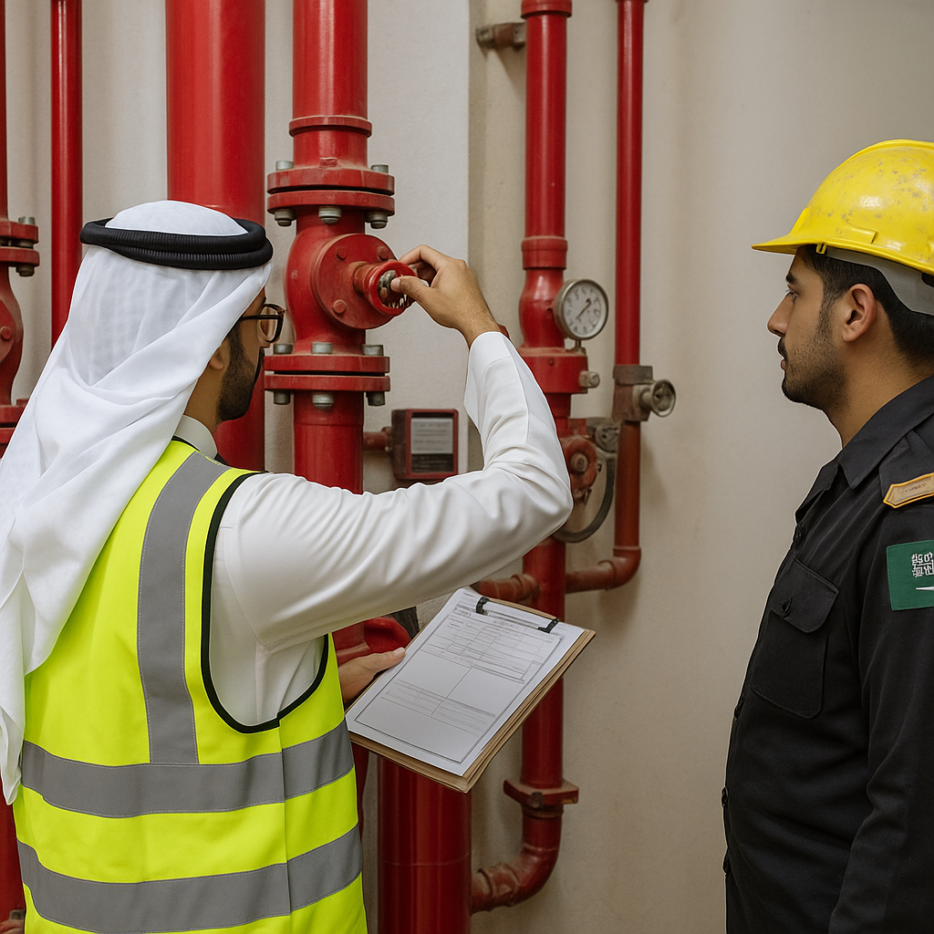 زيارات ربع سنوية للمنشآت لعمل الفحص الشامل لنظام مكافحة الحريق