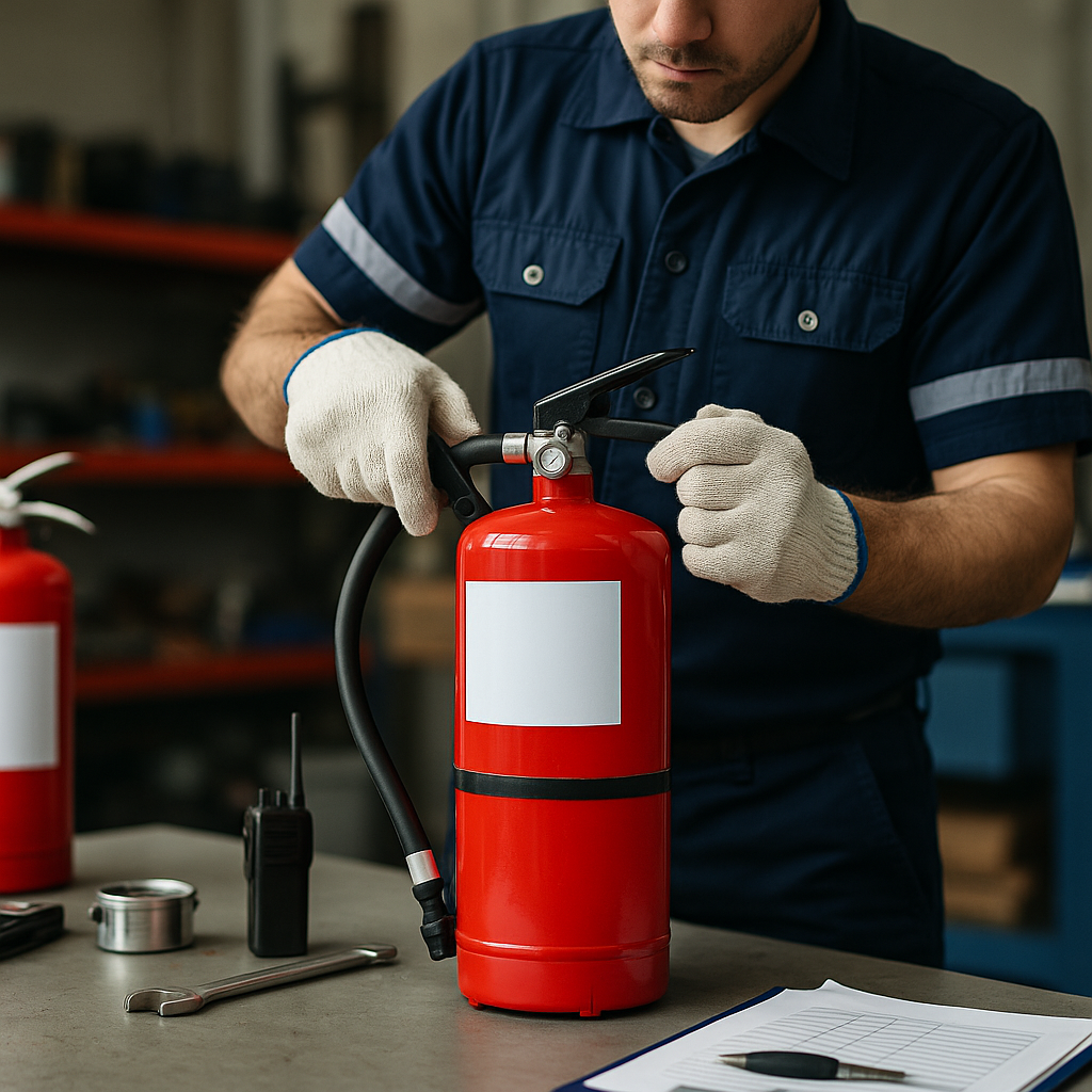 ورش متخصصة في صيانة وتعبئة طفايات الحريق