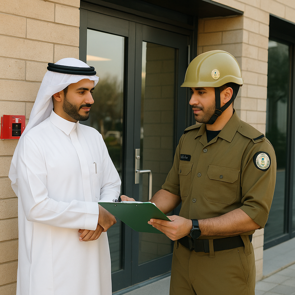 تسليم الموقع للدفاع المدني بعد الانتهاء من التركيب